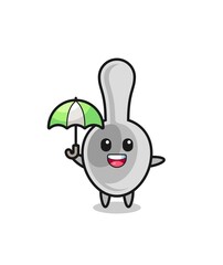 cute spoon illustration holding an umbrella