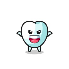 the illustration of cute tooth doing scare gesture