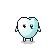 cute tooth character with suspicious expression