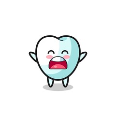 Obraz premium cute tooth mascot with a yawn expression