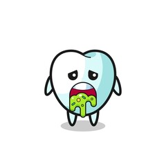 the cute tooth character with puke