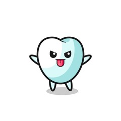 naughty tooth character in mocking pose