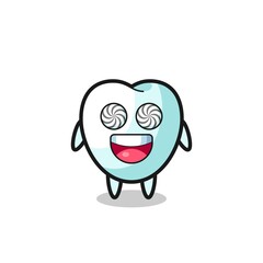 cute tooth character with hypnotized eyes