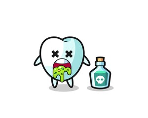 illustration of an tooth character vomiting due to poisoning