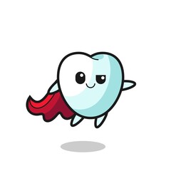 cute tooth superhero character is flying