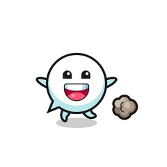the happy speech bubble cartoon with running pose