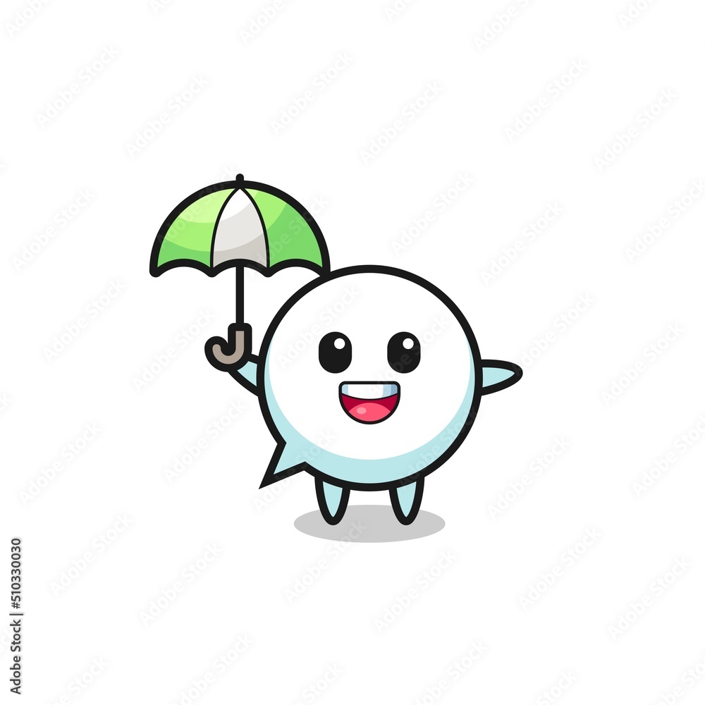 Wall mural cute speech bubble illustration holding an umbrella