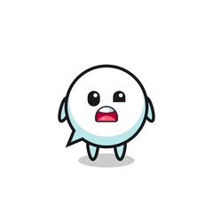 the shocked face of the cute speech bubble mascot