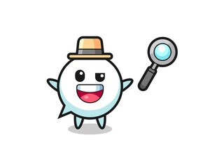 illustration of the speech bubble mascot as a detective who manages to solve a case