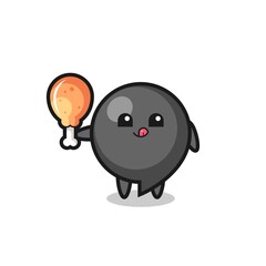 comma symbol cute mascot is eating a fried chicken