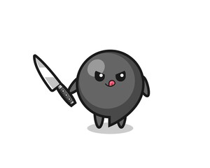 cute comma symbol mascot as a psychopath holding a knife