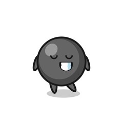 dot symbol cartoon illustration with a shy expression
