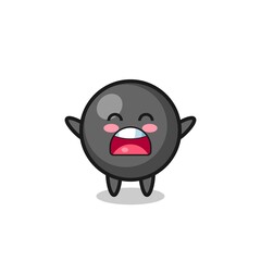 cute dot symbol mascot with a yawn expression