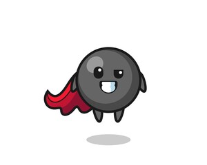 the cute dot symbol character as a flying superhero