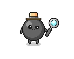 the mascot of cute dot symbol as a detective