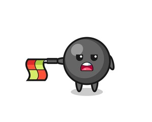 dot symbol character as line judge hold the flag straight horizontally