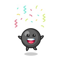 happy dot symbol mascot jumping for congratulation with colour confetti