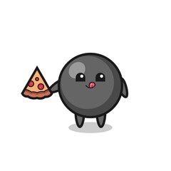 cute dot symbol cartoon eating pizza