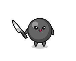 cute dot symbol mascot as a psychopath holding a knife