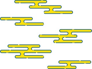 雲　和風　古風　天気　空　シンプル　青　破線