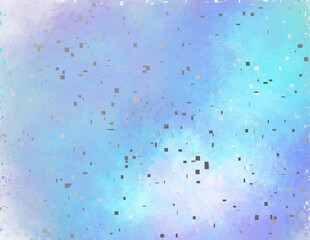 Fun whimsical blue, turquoise background texture with speckled computer glitches 