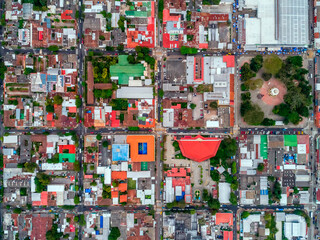 An aerial view of the historic area of the city of Santa Tecla in El Salvador