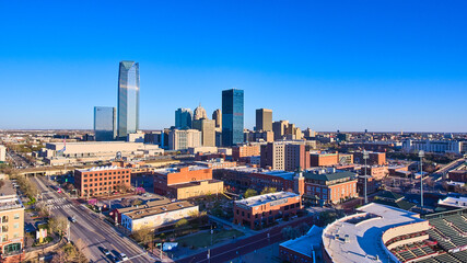 Fototapeta na wymiar Oklahoma City downtown skyline from drone