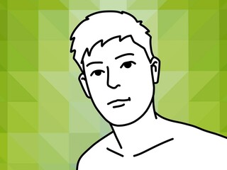 cute man cartoon on green background