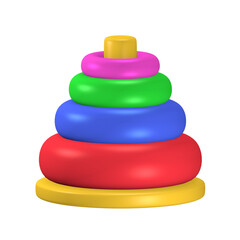 3d rendering of children and babies' favorite icon illustration donut Pyramid Toys