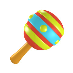3d rendering of children and babies' favorite icon illustration rattel