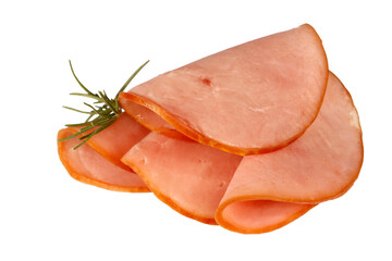 Pork ham slices isolated on white background