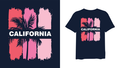 california t-shirt design. palm trees silhouette t shirt design. t-shirt design vector for print. california logo design vector illustration. quotes for t shirt - obrazy, fototapety, plakaty