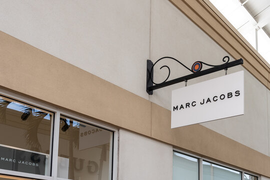 Orlando, Florida, USA- January 21, 2022: Marc Jacobs store hanging sign in Orlando, Florida, USA, Marc Jacobs is a design house that creates apparel collections and part of French firm LVMH.