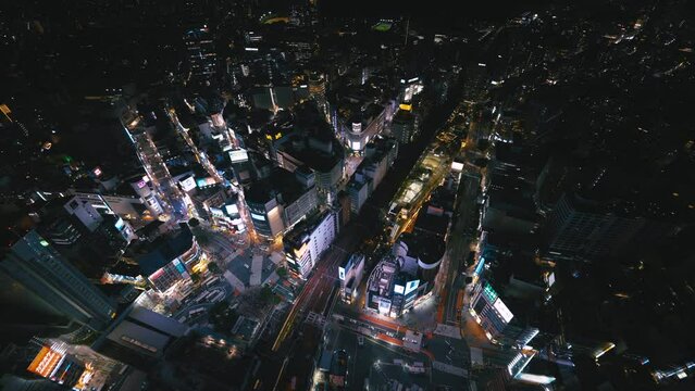 夜の渋谷の映像（早送り映像）
