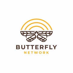 butterfly and signal network logo design