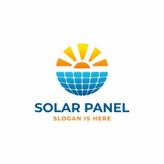 circle solar panel with sun logo design