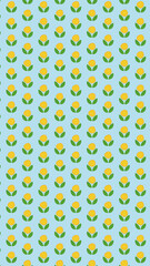 黄色い花のイラスト素材　背景水色　9:16