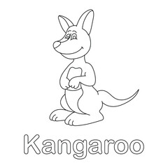 Kangaroo coloring page line art animal vector
