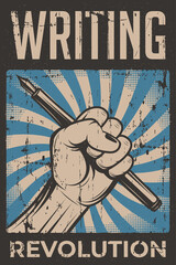 Writer Writing revolution retro rustic poster