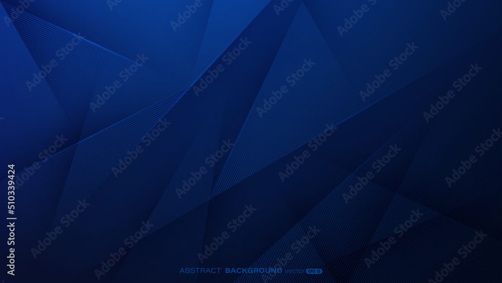 Sticker dark blue abstract background with triangle, lines stripe and light composition