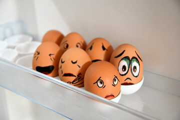 Eggs humor fresh delicious breakfast gourmet stock fridge macro background