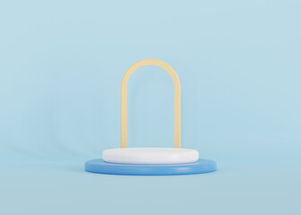 Abstract minimalistic scene with geometric shapes. Podium for product presentation. 3d rendering.
