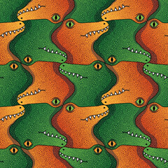 Funny crocodile heads tessellation pattern - 510340874