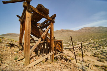 Large old mining equipment in Death Valley desert