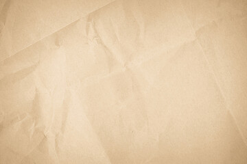 Brown recycled kraft paper crumpled vintage texture background for letter. Abstract parchment old retro page grunge blank.