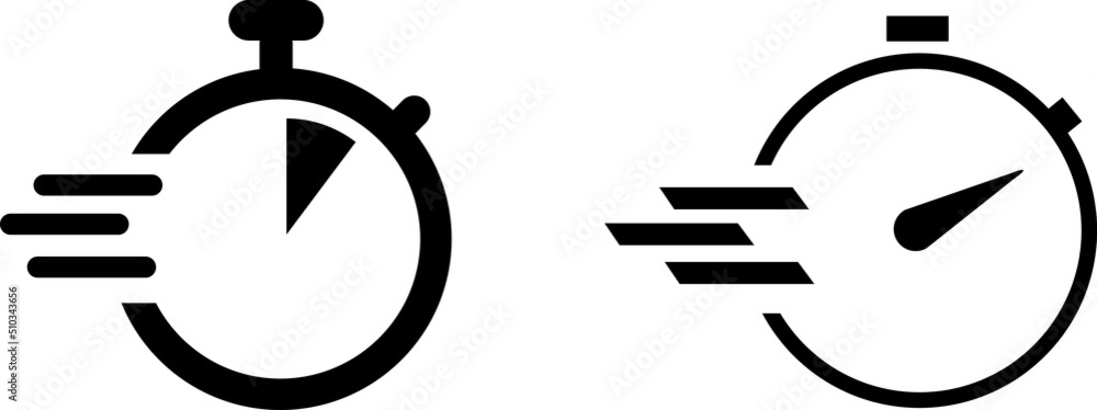 Poster shortest time limit stopwatch vector icon black and white set material
