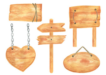 Set of wooden plates