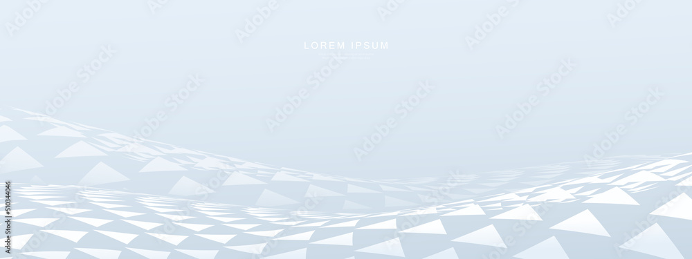 Aufkleber Abstract white triangles wavy background. Futuristic technology digital hi tech concept. Vector illustration