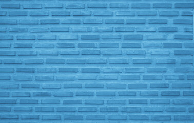 Fototapeta na wymiar Brick wall painted with pale blue dark paint pastel calm tone texture background. Brickwork and stonework flooring interior.