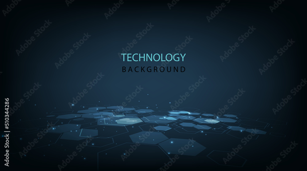 Poster hexagon pattern background.geometric abstract background with hexagons on dark blue color background
